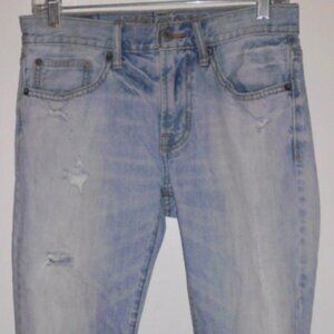 Y2K Grunge Slim Straight Distressed Ripped Blue Jeans Mens 28 Streetwear AE